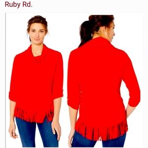 Ruby Rd. Women's Red Fringe Sweater